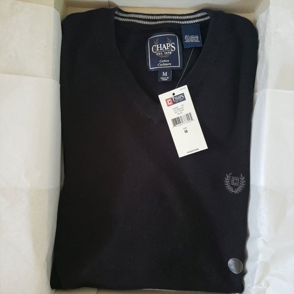 Chaps Men's Cashmere-Blend V-Neck LS Sweater Sz M - Picture 14 of 14
